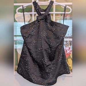 Jacob Black Halter Top with White Star Pattern Large